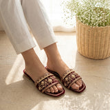 Royal Noir Gold Embroidered Slides